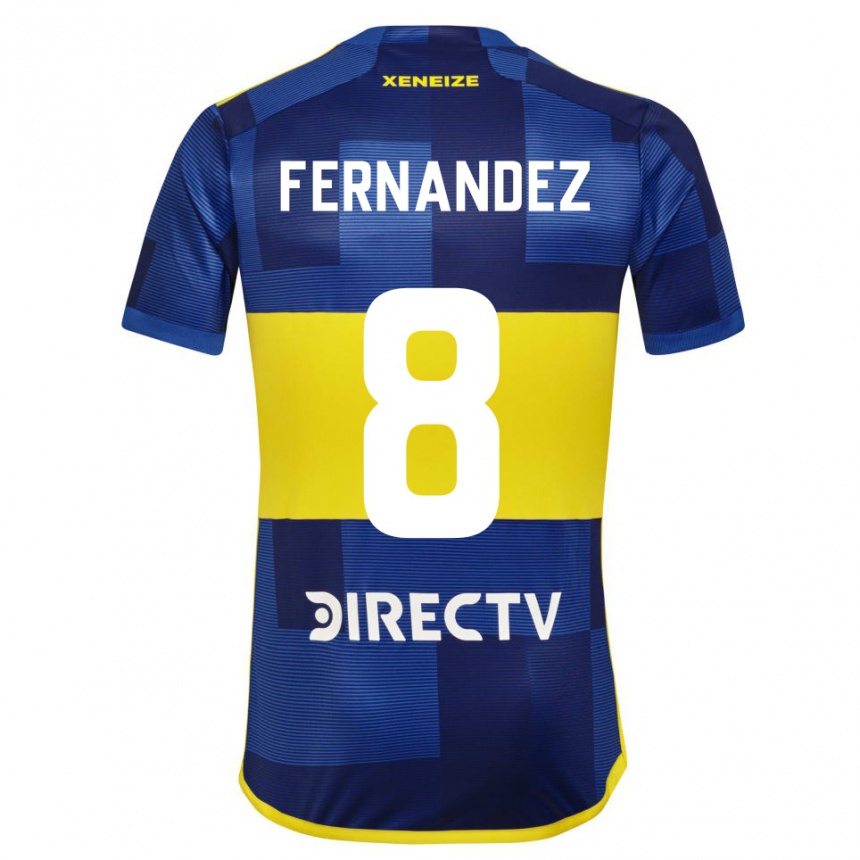 Kids Football Guillermo Fernandez #8 Blue Yellow Home Jersey 2024/25 T-Shirt Nz