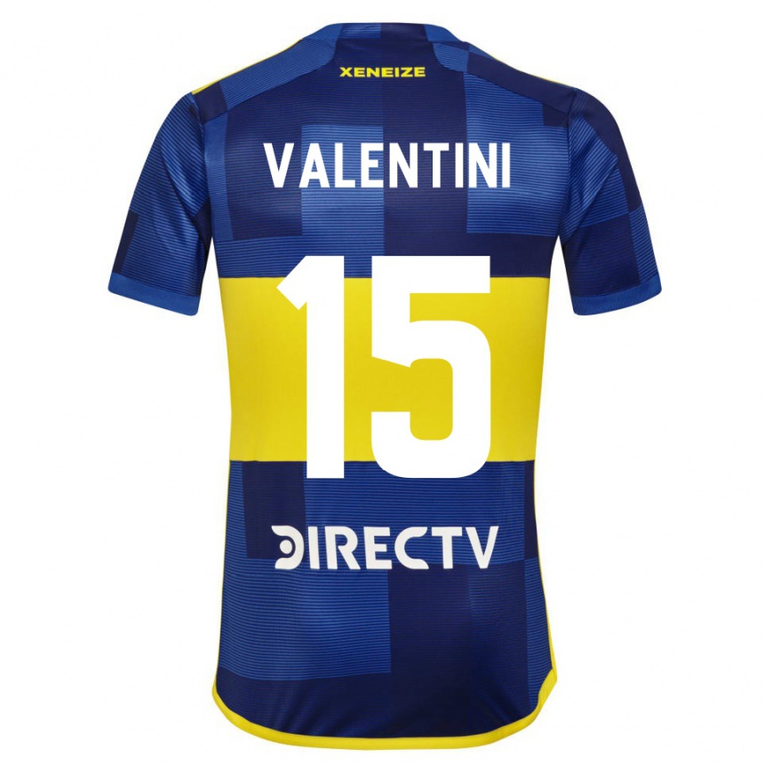 Kids Football Nicolás Valentini #15 Blue Yellow Home Jersey 2024/25 T-Shirt Nz