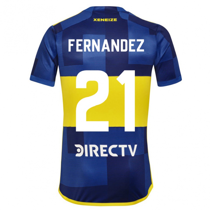 Kids Football Ezequiel Fernández #21 Blue Yellow Home Jersey 2024/25 T-Shirt Nz