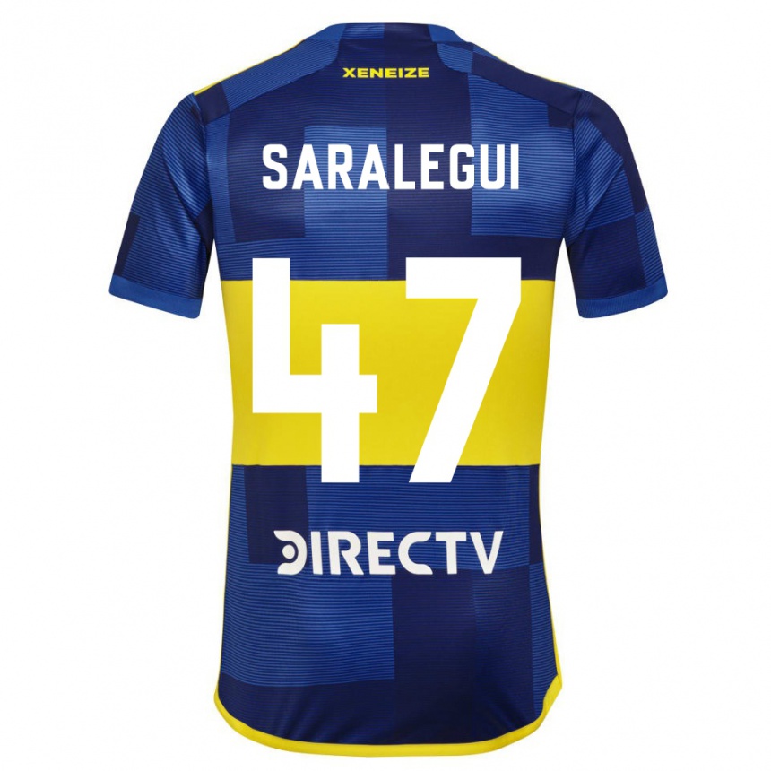 Kids Football Jabes Saralegui #47 Blue Yellow Home Jersey 2024/25 T-Shirt Nz