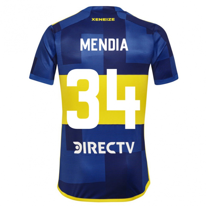 Kids Football Mateo Mendia #34 Blue Yellow Home Jersey 2024/25 T-Shirt Nz