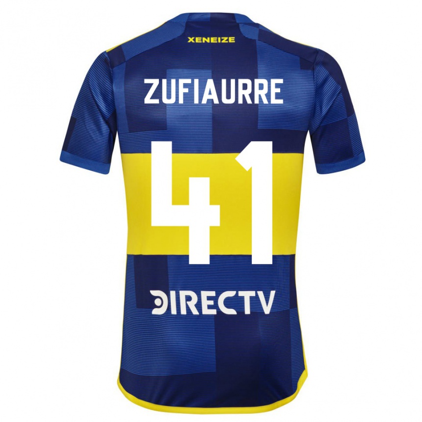 Kids Football Iker Zufiaurre #41 Blue Yellow Home Jersey 2024/25 T-Shirt Nz