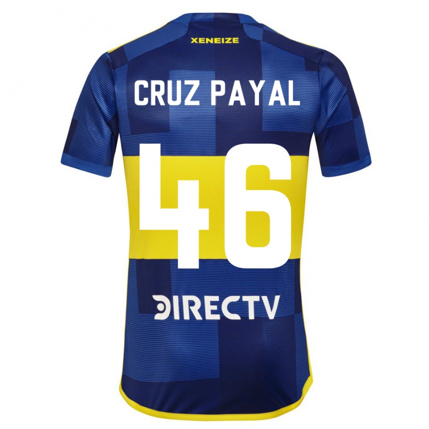 Kids Football Juan Cruz Payal #46 Blue Yellow Home Jersey 2024/25 T-Shirt Nz