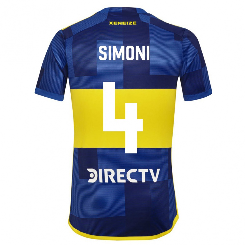 Kids Football Tiago Simoni #4 Blue Yellow Home Jersey 2024/25 T-Shirt Nz