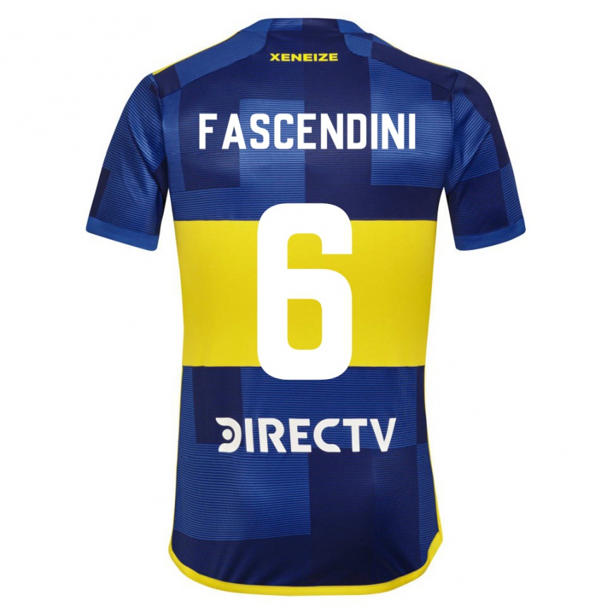 Kids Football Valentin Fascendini #6 Blue Yellow Home Jersey 2024/25 T-Shirt Nz