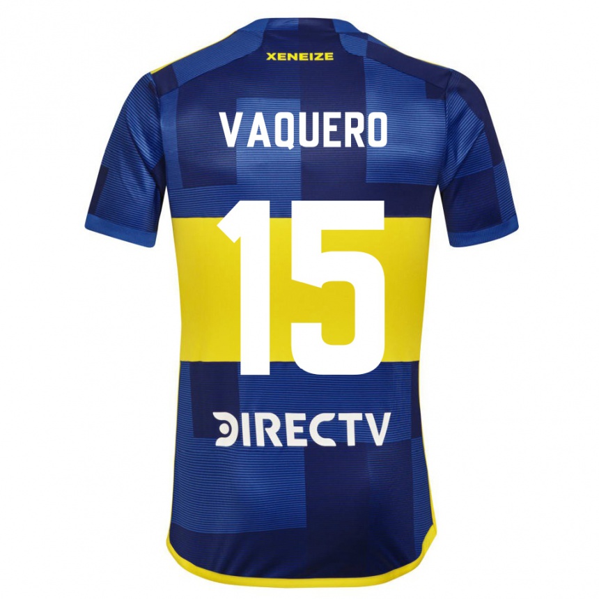 Kids Football Ivan Vaquero #15 Blue Yellow Home Jersey 2024/25 T-Shirt Nz