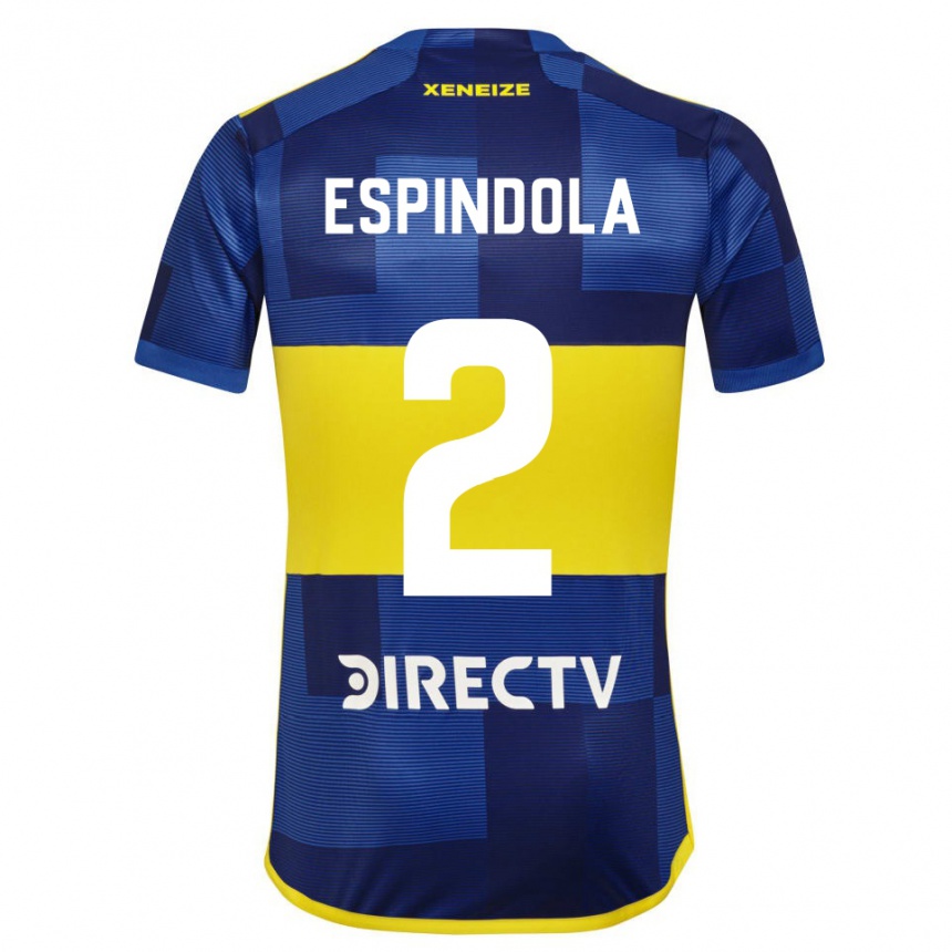 Kids Football Noelia Espindola #2 Blue Yellow Home Jersey 2024/25 T-Shirt Nz