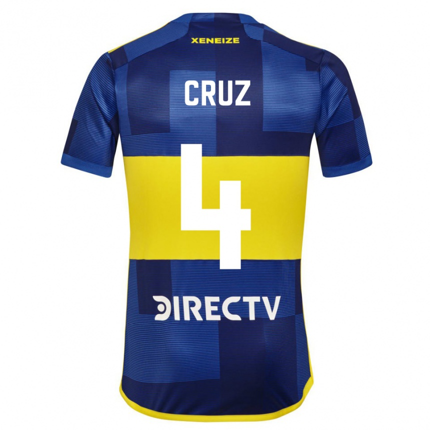 Kids Football Julieta Cruz #4 Blue Yellow Home Jersey 2024/25 T-Shirt Nz