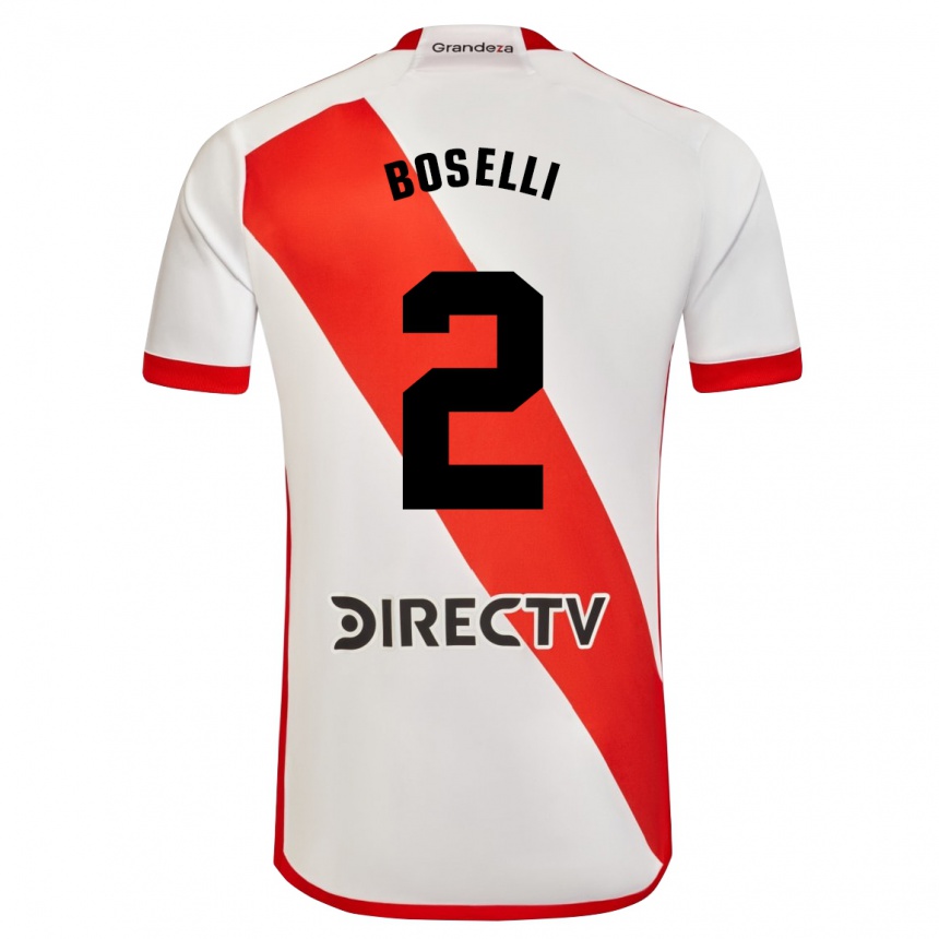 Kids Football Sebastián Boselli #2 White Red Home Jersey 2024/25 T-Shirt Nz