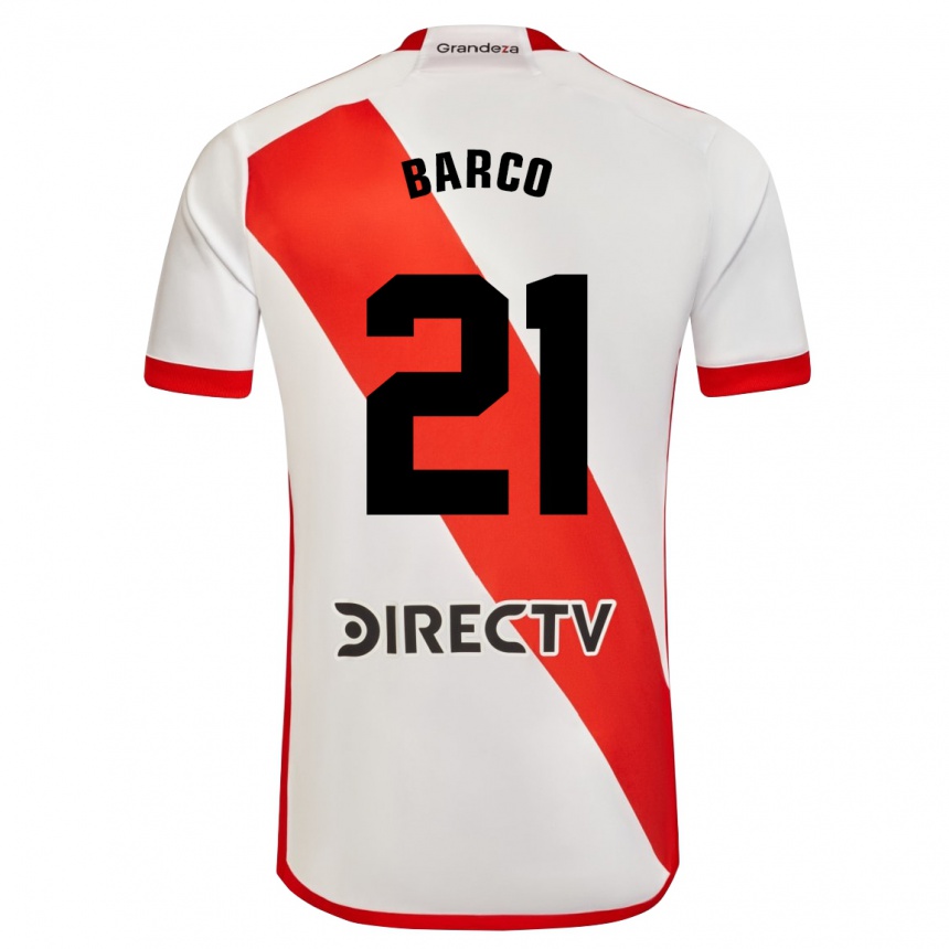 Kids Football Esequiel Barco #21 White Red Home Jersey 2024/25 T-Shirt Nz