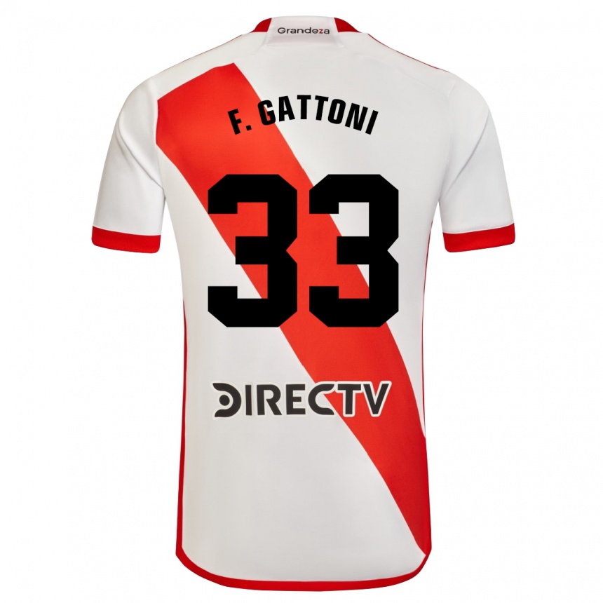 Kids Football Federico Gattoni #33 White Red Home Jersey 2024/25 T-Shirt Nz