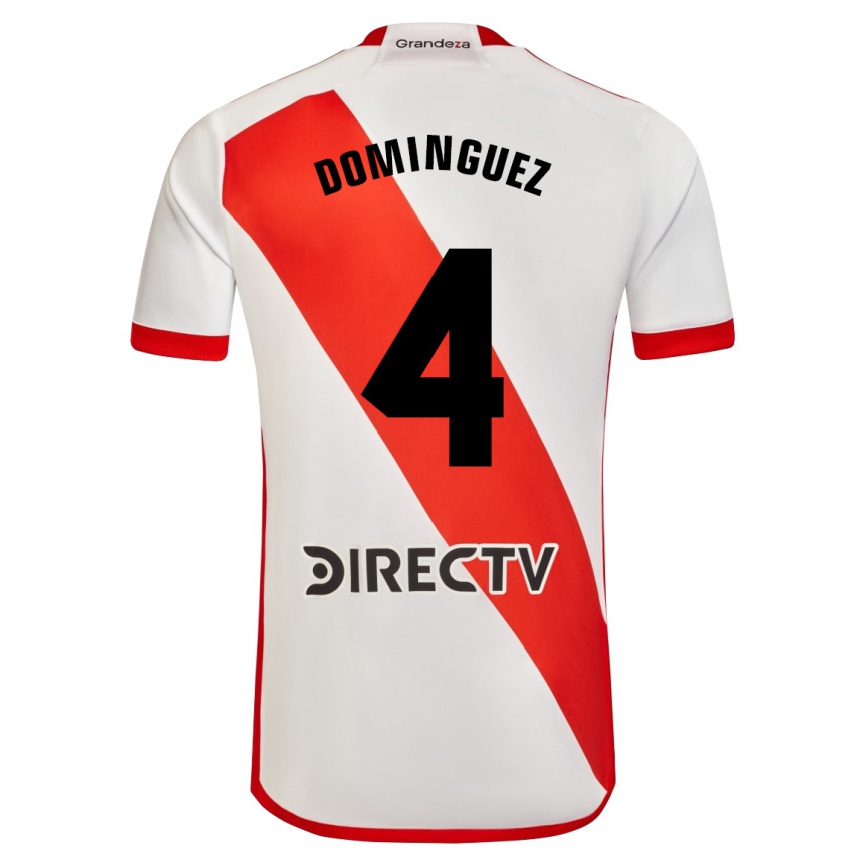 Kids Football Evelyn Sofía Domínguez #4 White Red Home Jersey 2024/25 T-Shirt Nz