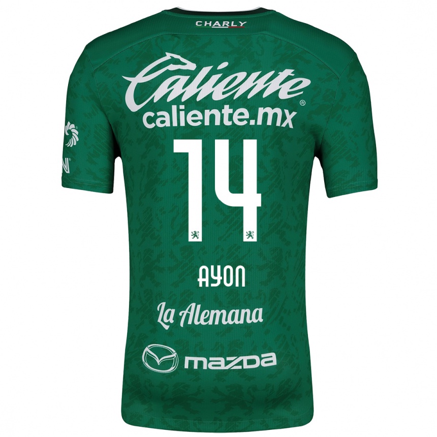 Kids Football Ettson Ayón #14 Green White Home Jersey 2024/25 T-Shirt Nz