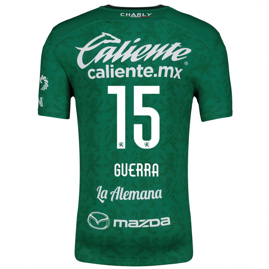 Kids Football Edgar Guerra #15 Green White Home Jersey 2024/25 T-Shirt Nz