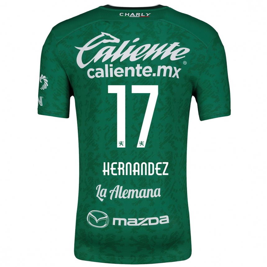 Kids Football Daniel Hernández #17 Green White Home Jersey 2024/25 T-Shirt Nz