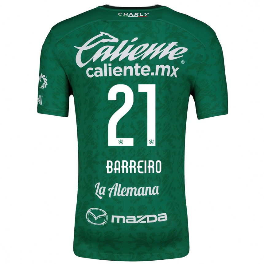 Kids Football Stiven Barreiro #21 Green White Home Jersey 2024/25 T-Shirt Nz