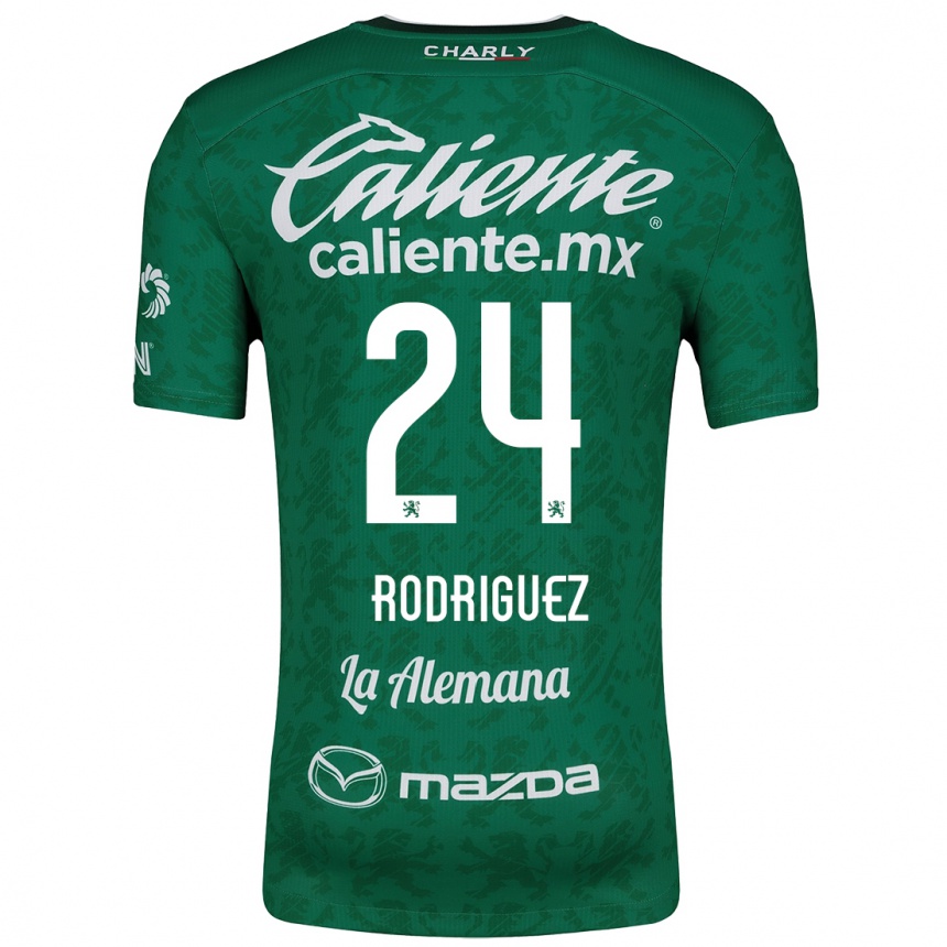 Kids Football Osvaldo Rodríguez #24 Green White Home Jersey 2024/25 T-Shirt Nz