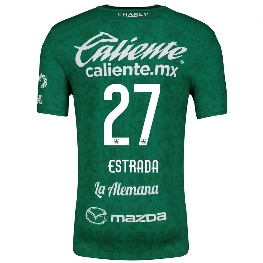 Kids Football Ángel Estrada #27 Green White Home Jersey 2024/25 T-Shirt Nz