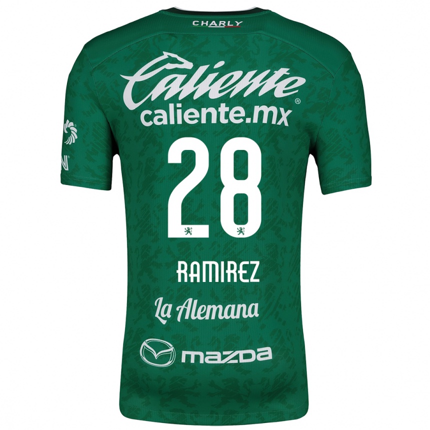 Kids Football David Ramírez #28 Green White Home Jersey 2024/25 T-Shirt Nz