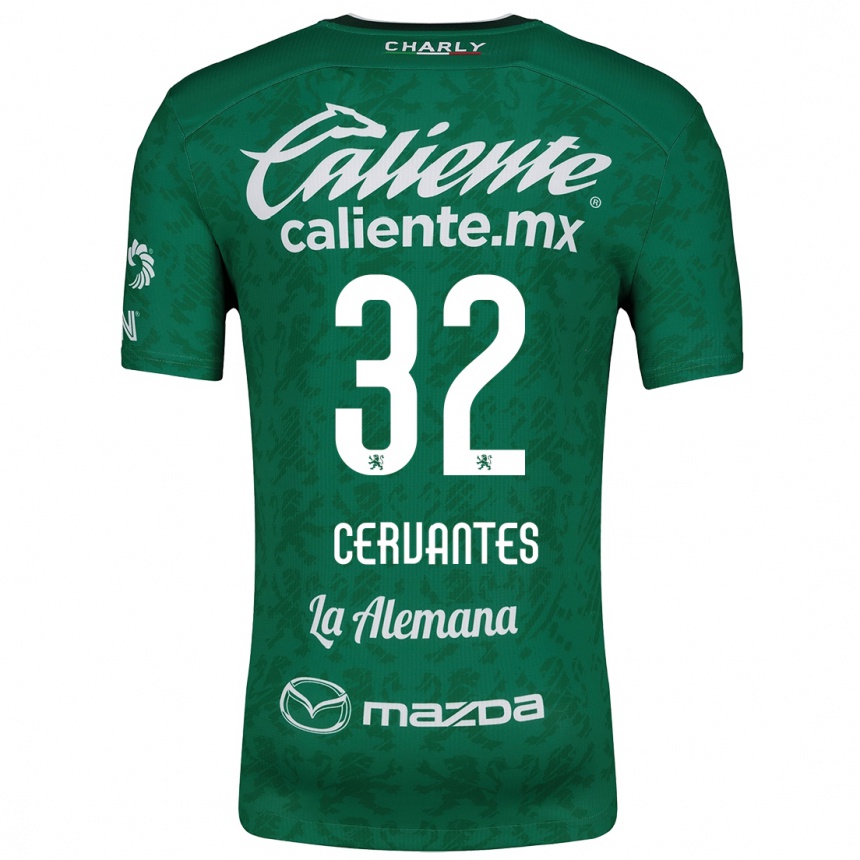 Kids Football Luis Cervantes #32 Green White Home Jersey 2024/25 T-Shirt Nz