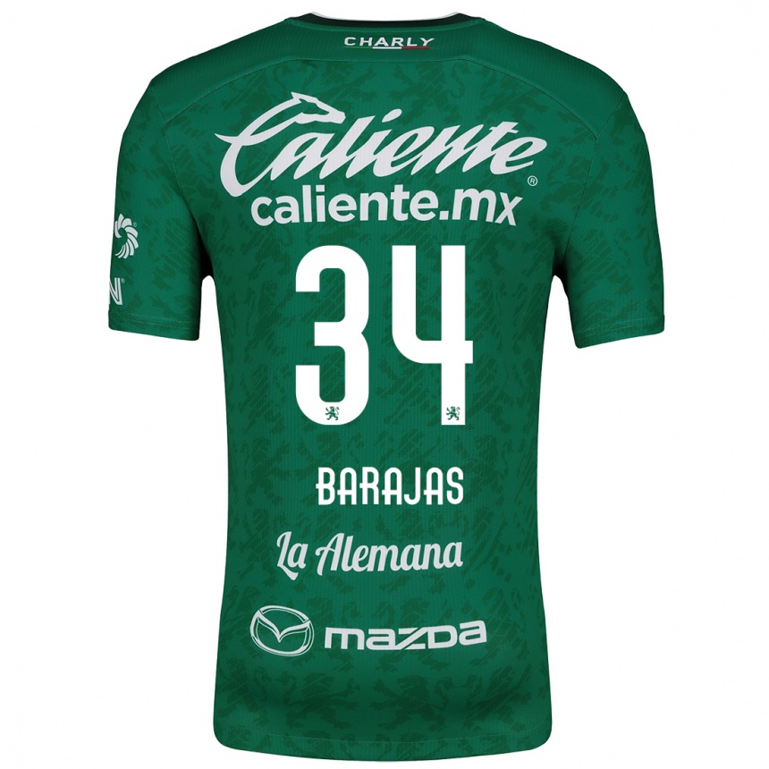 Kids Football Víctor Barajas #34 Green White Home Jersey 2024/25 T-Shirt Nz