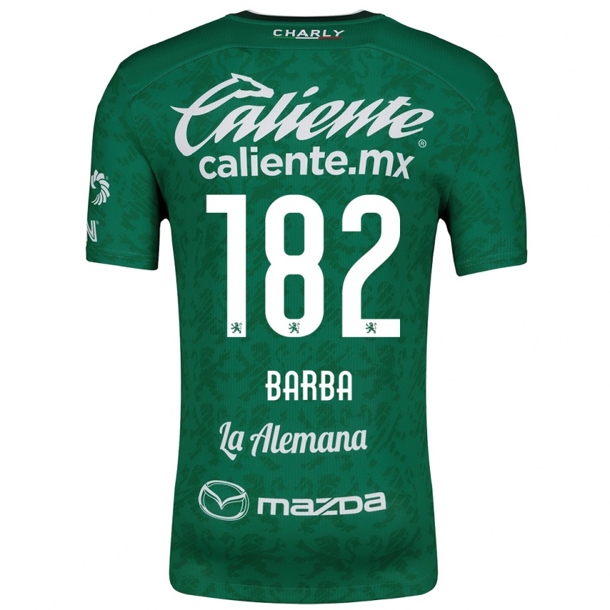 Kids Football Austin Barba #182 Green White Home Jersey 2024/25 T-Shirt Nz