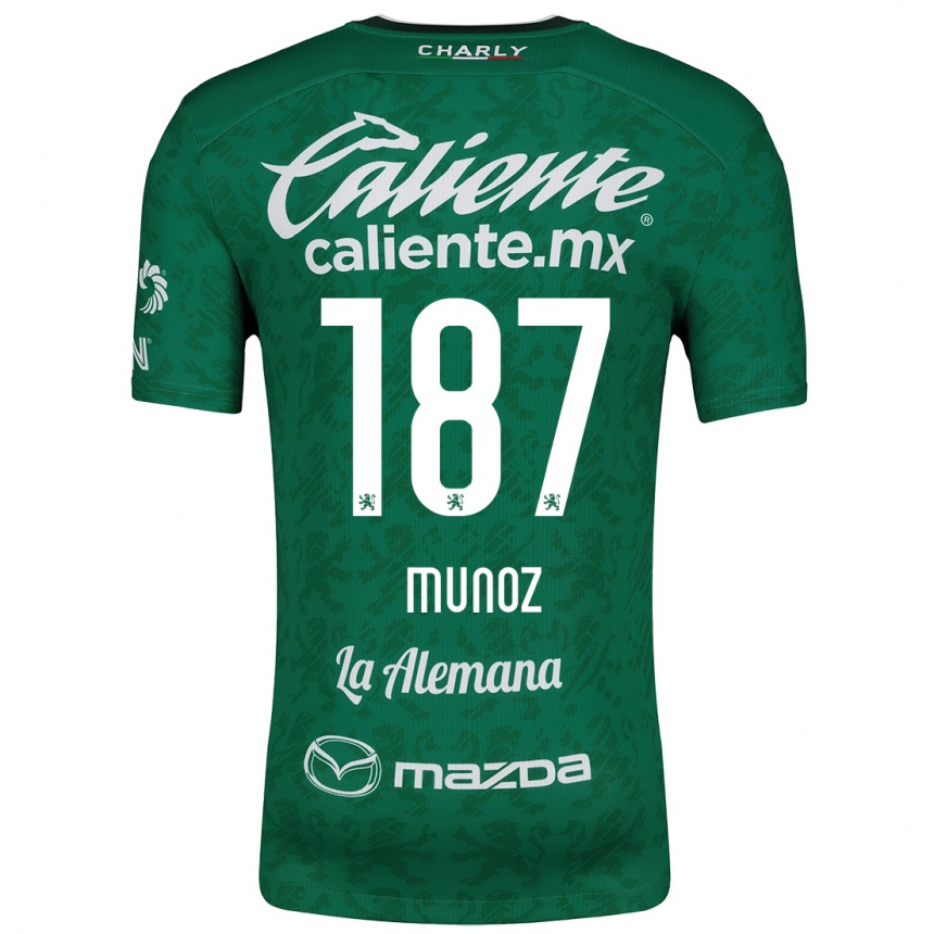 Kids Football Diego Muñoz #187 Green White Home Jersey 2024/25 T-Shirt Nz