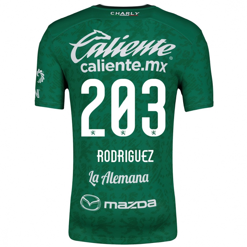 Kids Football César Rodríguez #203 Green White Home Jersey 2024/25 T-Shirt Nz