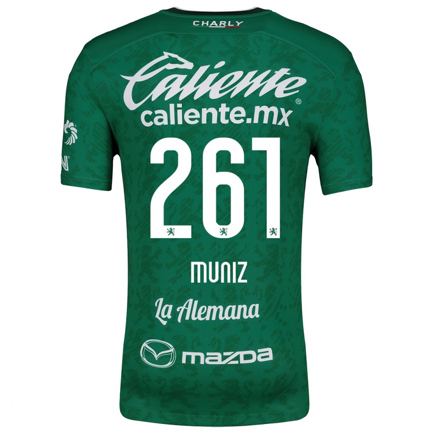 Kids Football César Muñiz #261 Green White Home Jersey 2024/25 T-Shirt Nz