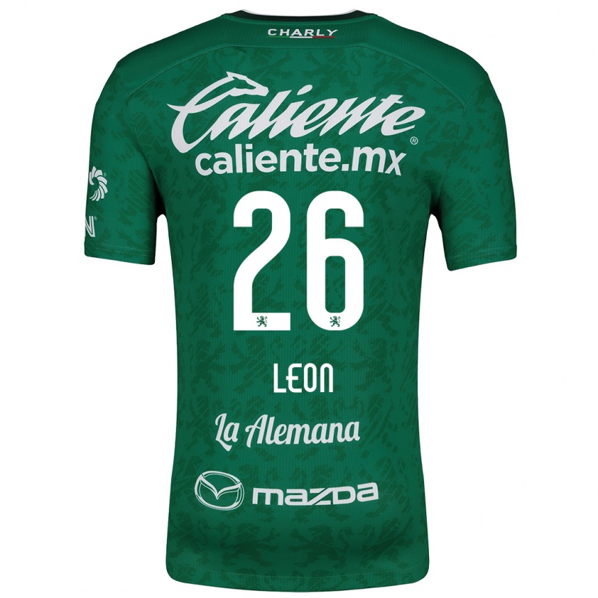 Kids Football Armando León #26 Green White Home Jersey 2024/25 T-Shirt Nz