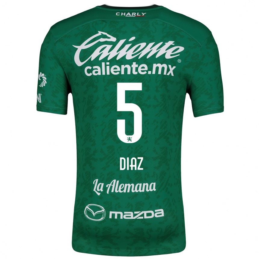 Kids Football Brenda Díaz #5 Green White Home Jersey 2024/25 T-Shirt Nz