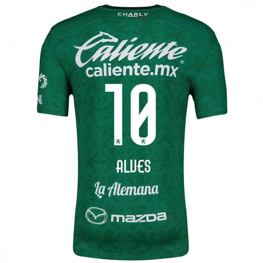 Kids Football Maria Alves #10 Green White Home Jersey 2024/25 T-Shirt Nz