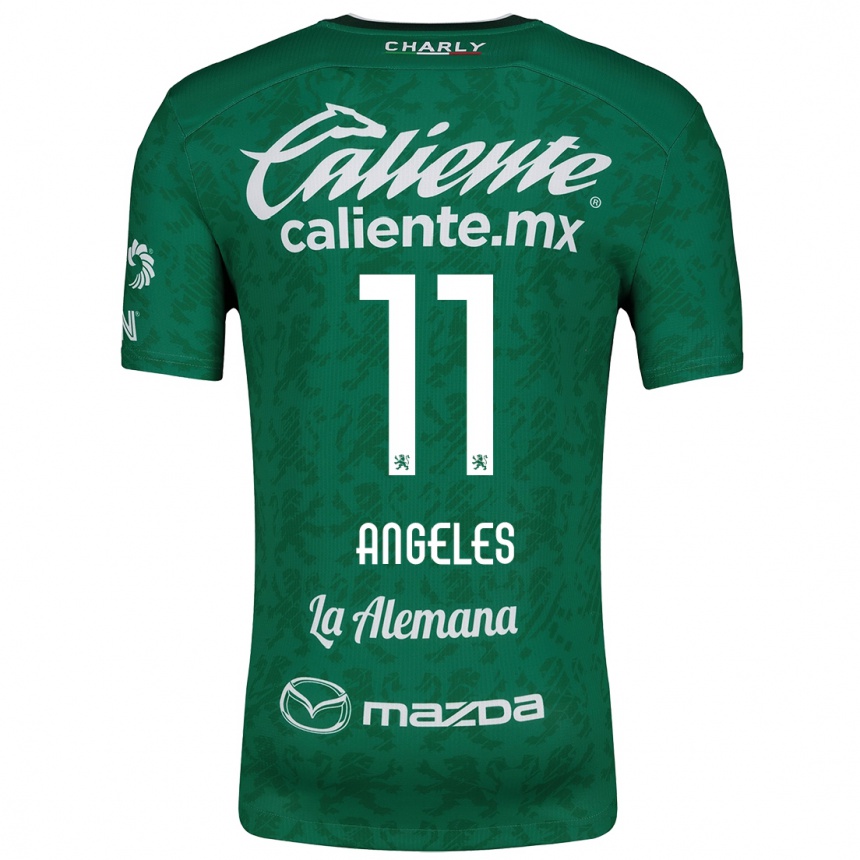 Kids Football Lizbeth Ángeles #11 Green White Home Jersey 2024/25 T-Shirt Nz