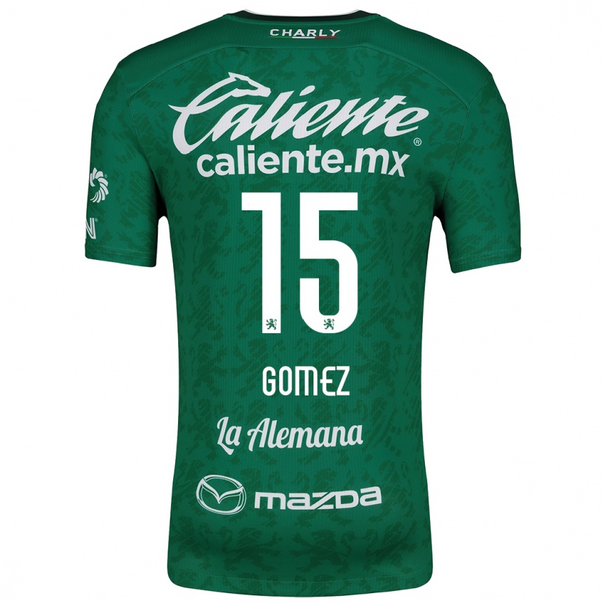 Kids Football Paulina Gómez #15 Green White Home Jersey 2024/25 T-Shirt Nz