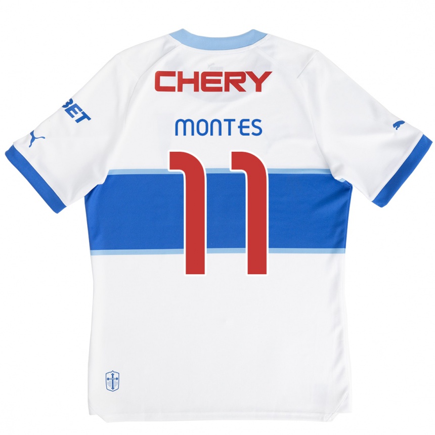 Kids Football Clemente Montes #11 White Blue Home Jersey 2024/25 T-Shirt Nz