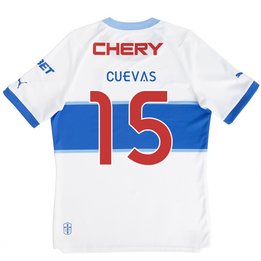 Kids Football Cristian Cuevas #15 White Blue Home Jersey 2024/25 T-Shirt Nz