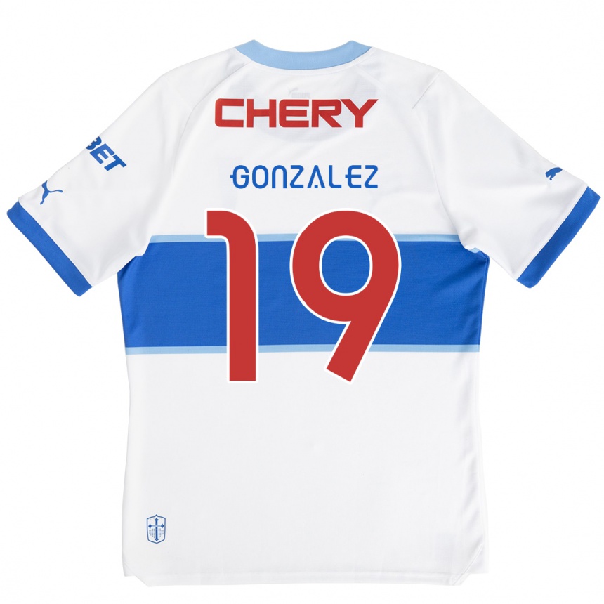 Kids Football Bryan González #19 White Blue Home Jersey 2024/25 T-Shirt Nz