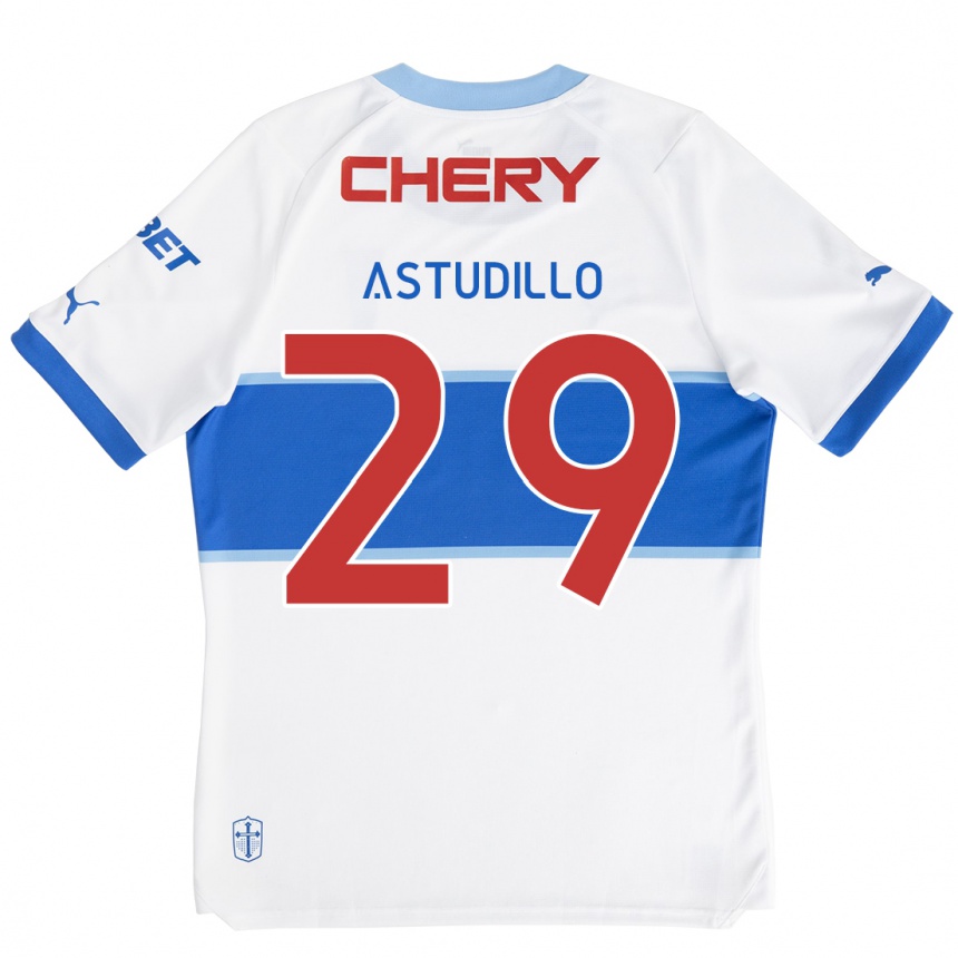 Kids Football Aaron Astudillo #29 White Blue Home Jersey 2024/25 T-Shirt Nz