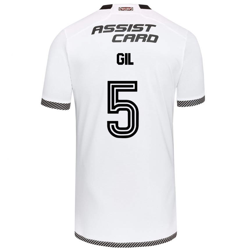 Kids Football Leonardo Gil #5 White Black Home Jersey 2024/25 T-Shirt Nz