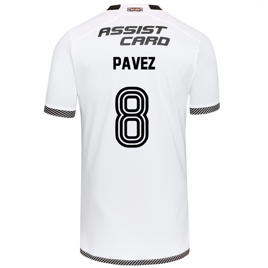 Kids Football Esteban Pavez #8 White Black Home Jersey 2024/25 T-Shirt Nz