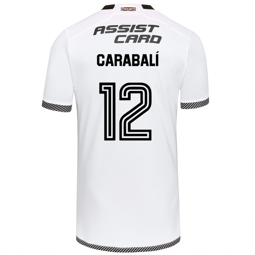 Kids Football Omar Carabalí #12 White Black Home Jersey 2024/25 T-Shirt Nz