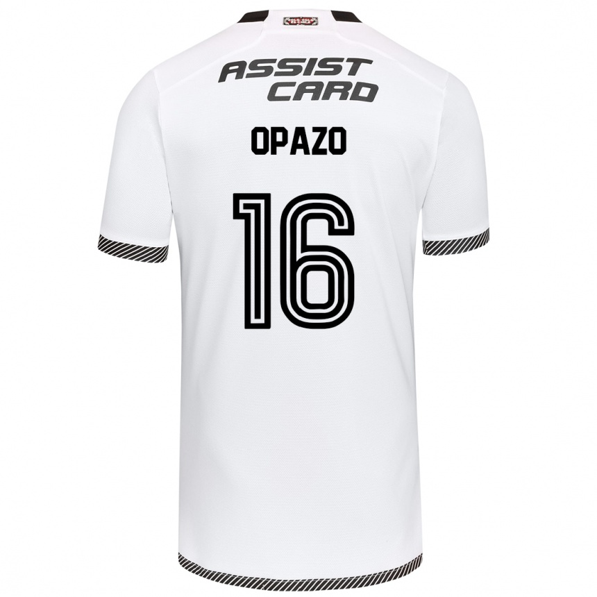 Kids Football Óscar Opazo #16 White Black Home Jersey 2024/25 T-Shirt Nz