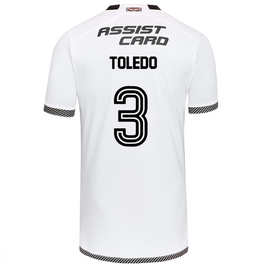 Kids Football Miguel Toledo #3 White Black Home Jersey 2024/25 T-Shirt Nz