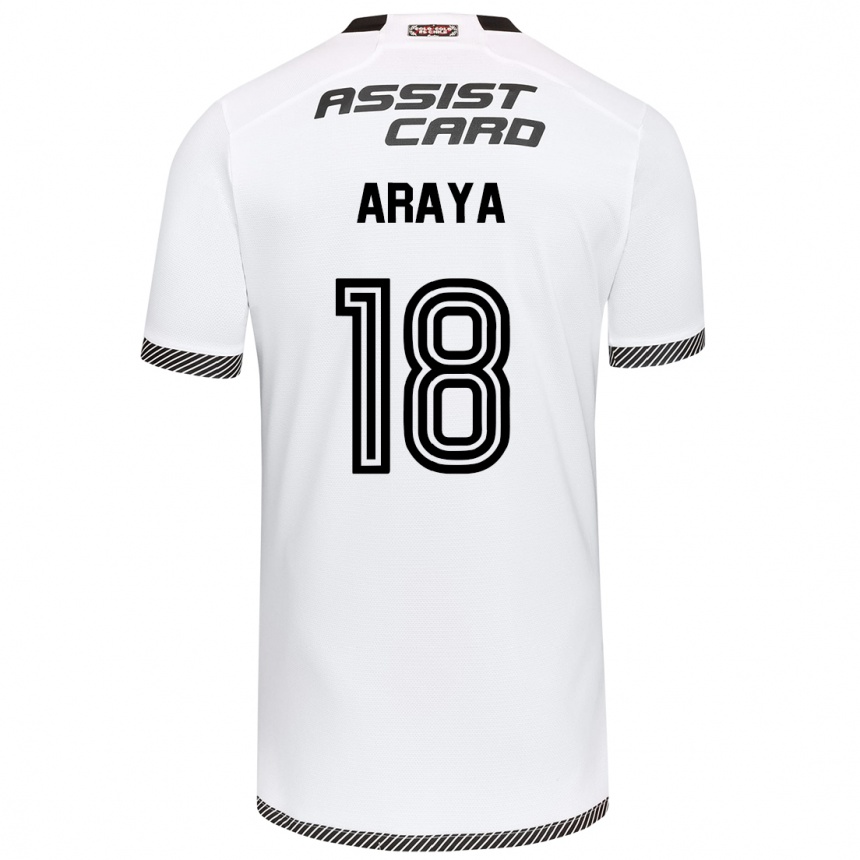 Kids Football Benjamín Araya #18 White Black Home Jersey 2024/25 T-Shirt Nz