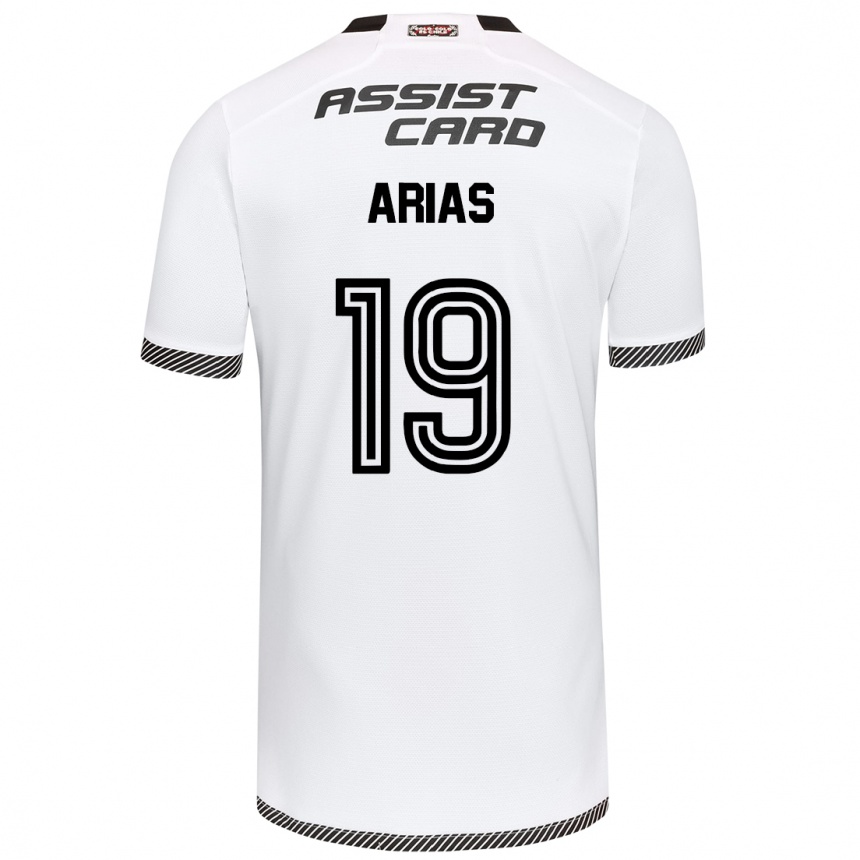 Kids Football Bastián Arias #19 White Black Home Jersey 2024/25 T-Shirt Nz