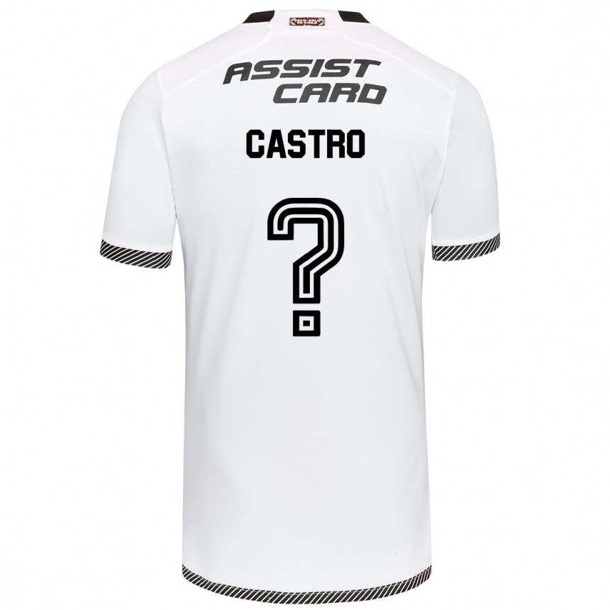 Kids Football Benjamín Castro #0 White Black Home Jersey 2024/25 T-Shirt Nz