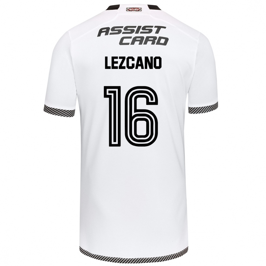 Kids Football Darío Lezcano #16 White Black Home Jersey 2024/25 T-Shirt Nz