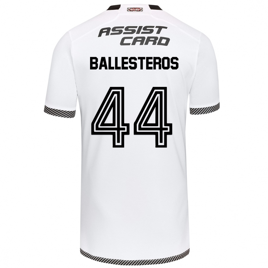 Kids Football Martín Ballesteros #44 White Black Home Jersey 2024/25 T-Shirt Nz