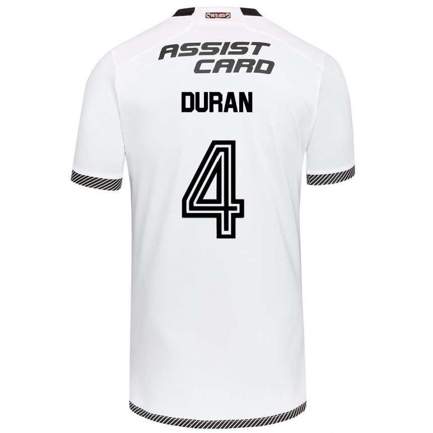 Kids Football Elisa Durán #4 White Black Home Jersey 2024/25 T-Shirt Nz