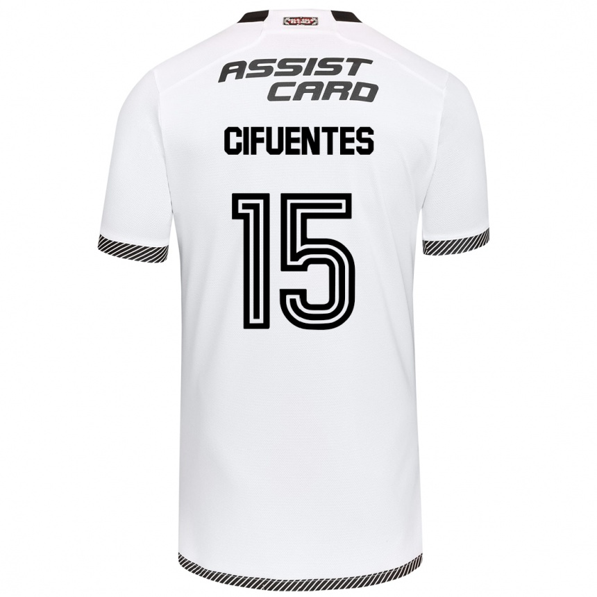 Kids Football Anaís Cifuentes #15 White Black Home Jersey 2024/25 T-Shirt Nz